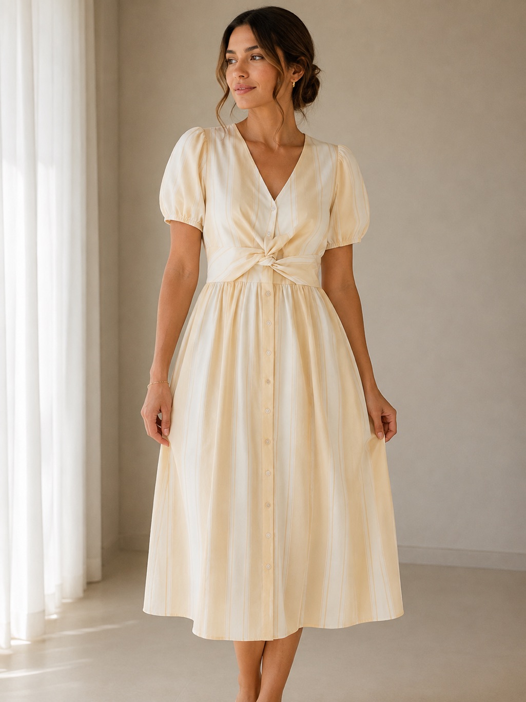 Sam Edelman V-Neck Twist Front Maxi Dress Size (8)